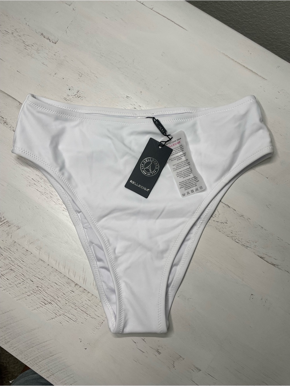 RELLECIGA White High Cut Bikini Bottom